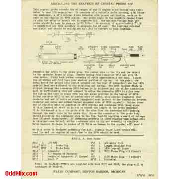 Heathkit RF18 #309 RF Crystal Probe Kit VTVM 11 Megohm 1N34 100 MHz Assy Manual [12 KB]