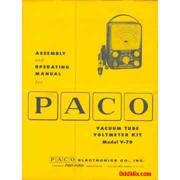 PACO Model V-70 VOM Assembly Operating Manual Vacuum Tube Voltmeter Kit [8 KB]