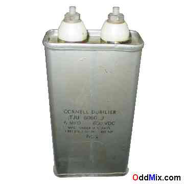 Capacitor 6 uF 600 VDC Transmitting Cornell-Dubilier High Energy Hermetic Condenser [6 KB]