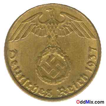 Coin Brass 1939 German Third Reich Five Reichspfennig Nazi WWII Historical Collectible [11 KB]