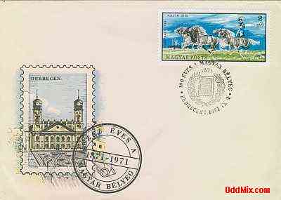 1971 Hungarian Postage Stamps Centennial Commemorative Cover Special Cancellation [14 KB]