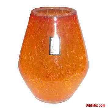 Vase Crystal Glass Orange Color Karcag Hungarian Classic Collectible Old World Artifact [7 KB]