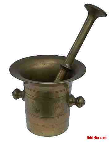 Mortar and Pestle Set European Solid Brass Collectible [7 KB]