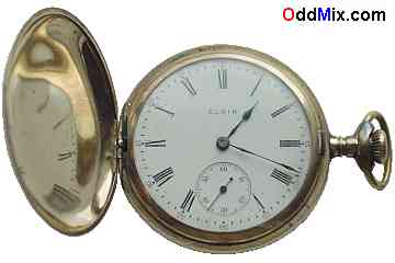 Elgin Pocket Watch Gold Mechanical Front Open [8 KB]