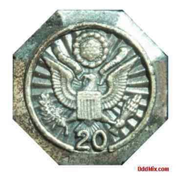 US Government Twenty Years Service Award Silver Lapel Pin Medal Historical Collectible [13 KB]