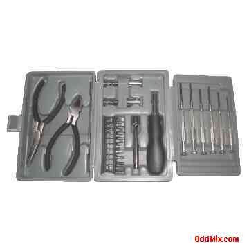 Hand Tool Set Molded Case Pliers Cutters Socket Philips Flat Jewelers Screw Drivers [7 KB]