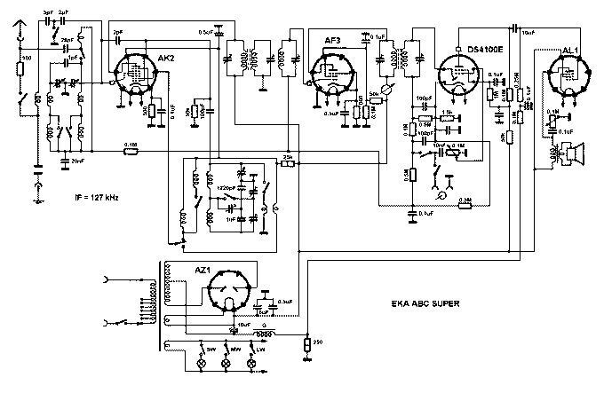 EKA ABC Super Five Tube Radio 1936 Vintage Restoration Data Schematic [12 KB]