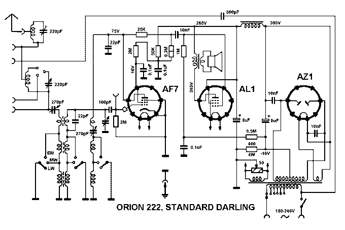 Orion 222 Three Tube Radio 1936 Vintage Restoration Data Schematic [12 KB]