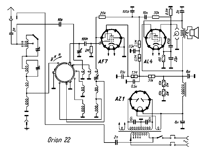 Orion 22 Three Tube Radio 1937 Vintage Restoration Data Schematic [13 KB]