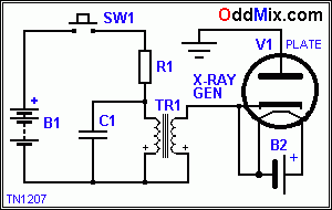 Figure 2. X-Ray Generator Tube Circuit Using Automotive Ignition Coil HV Transformer [3 KB]