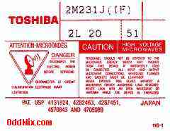 2M231J Toshiba Magnetron Microwave Tube Label[9 KB]