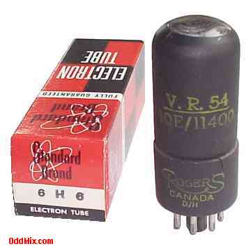 VR54 6H6 Rogers Twin Diode Detector Rectifier Glass Octal Electronic Vacuum Tube [10 KB]