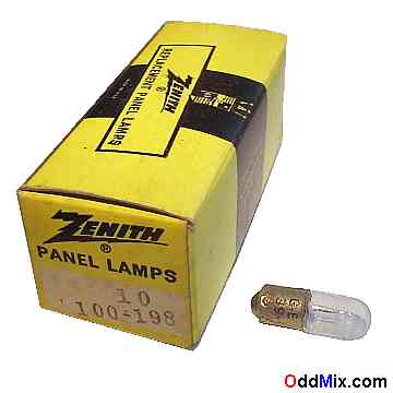 100-198 Panel Lamps TV Zenith 6.3 Volt 0.36 Amps GE Type 39 [10 KB]